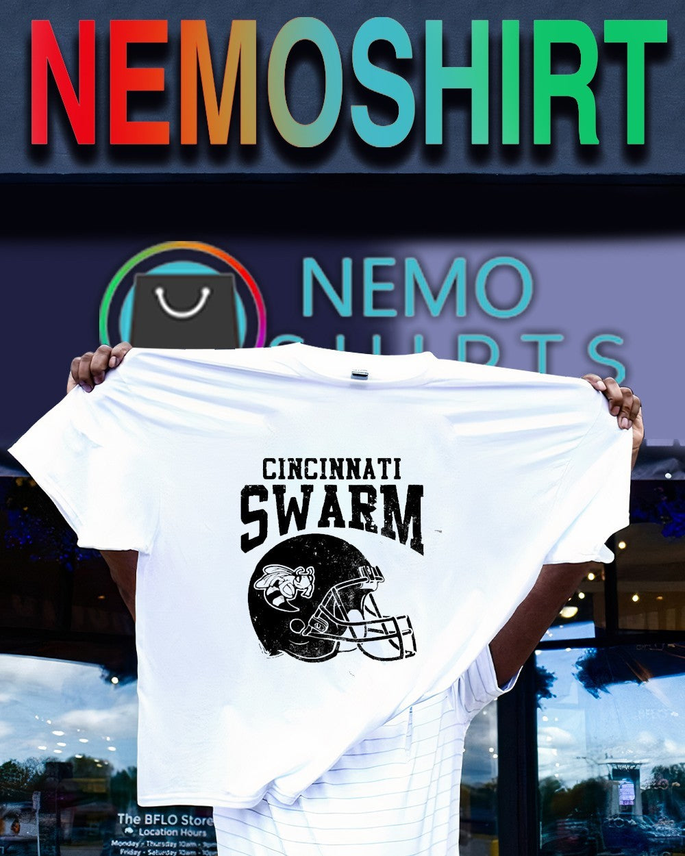 Cincinnati Swarm Hornet football helmet shirt