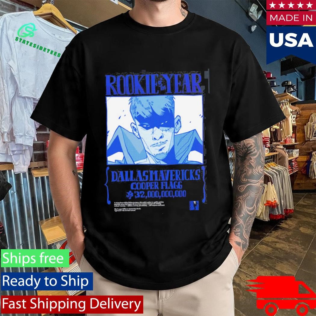 Cooper Flagg Dallas Mavericks Rookie Of The Year Bounty Wanted T-Shirt