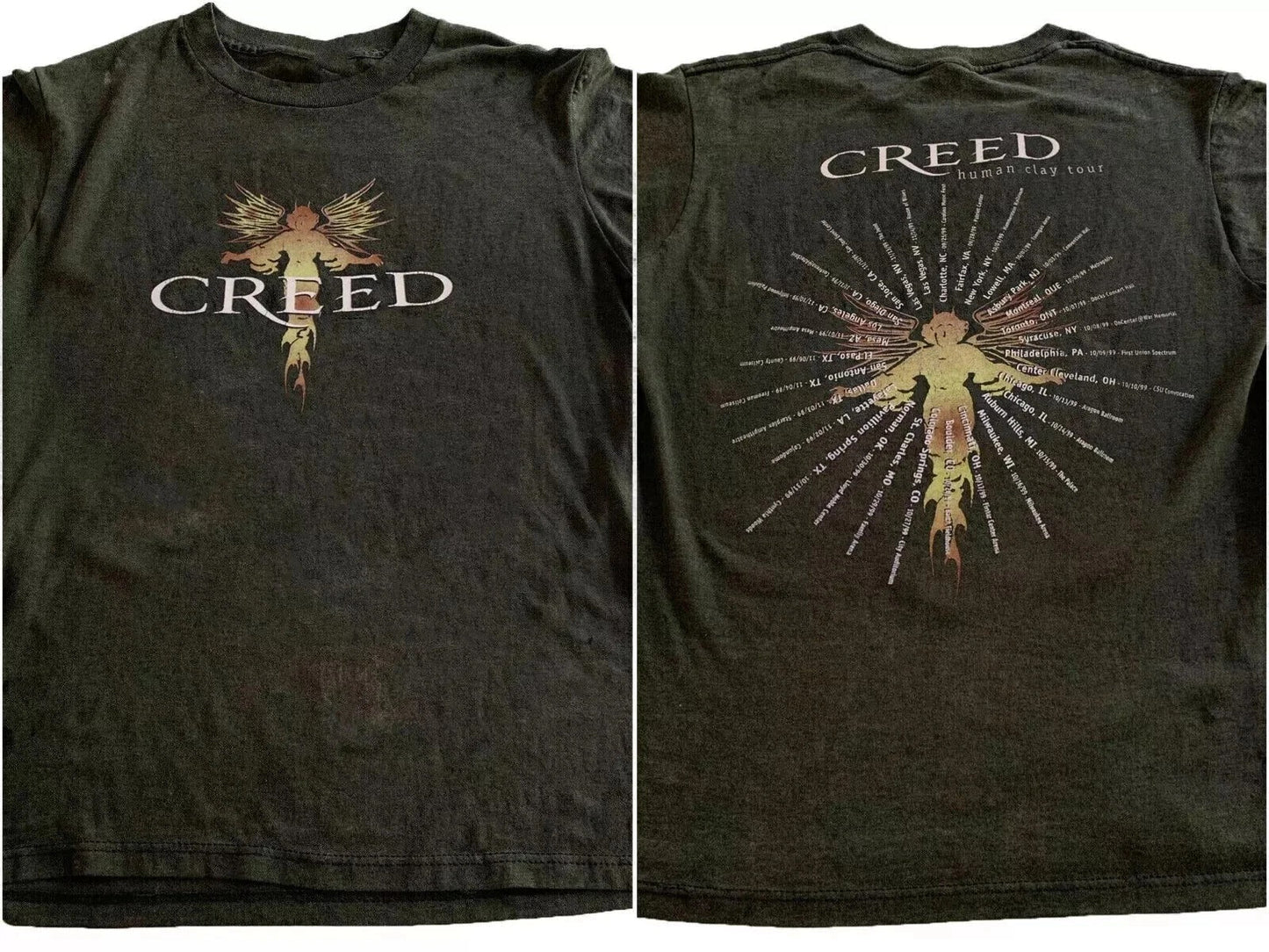 Creed 1999 Human Clay Tour Side Concert Cites Tour Black Reprint Tee (1)