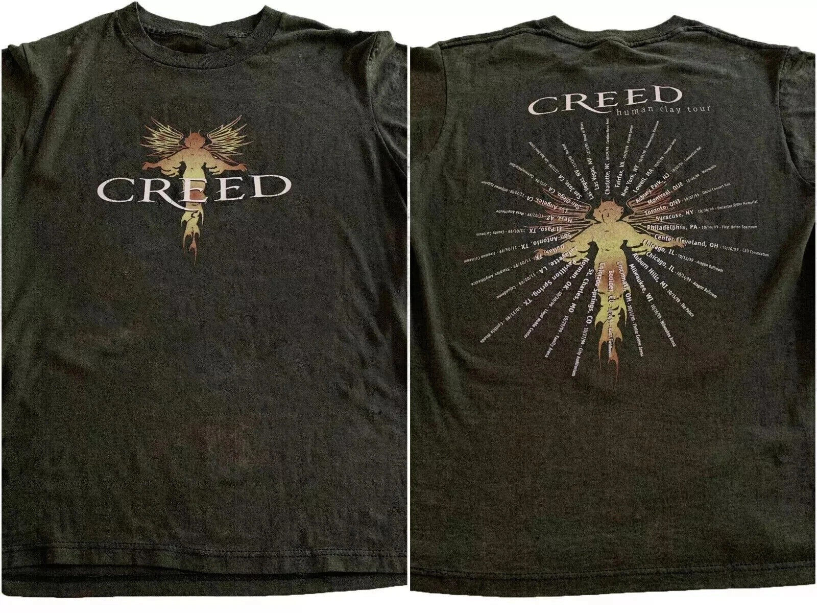 Creed 1999 Human Clay Tour Side Concert Cites Tour Black Reprint Tee (1)