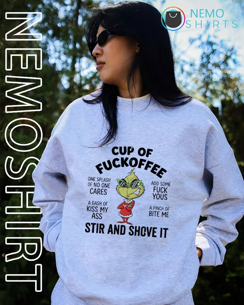Cup of fuckoffee stir and shove it Grinch shirt