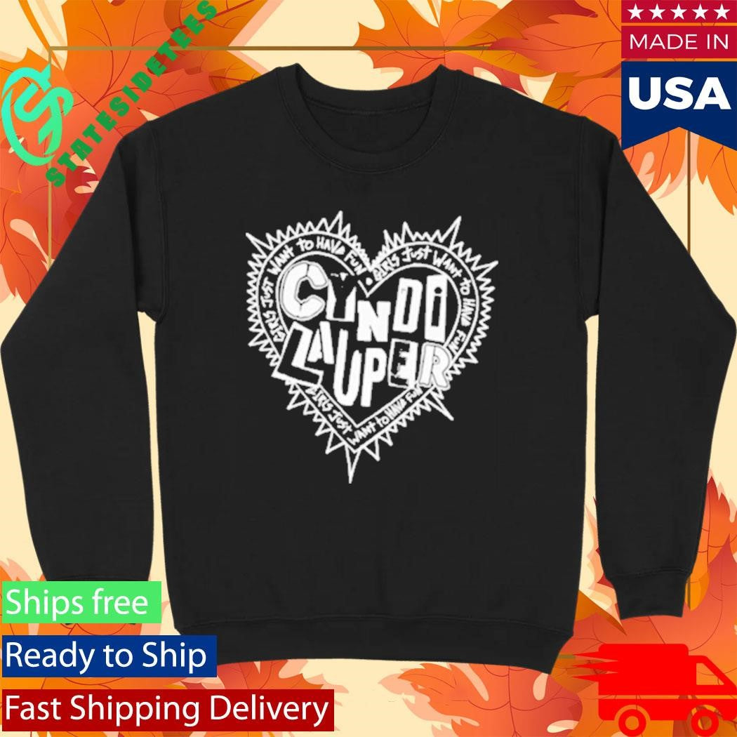 Cyndi Lauper Faded Black Punk Heart Shirt