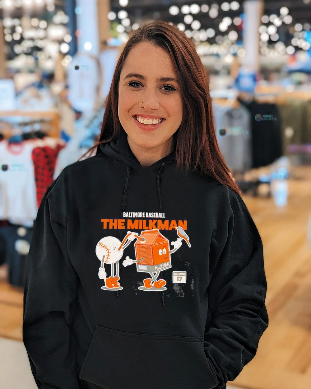The milkman Baltimore Orioles baseball cartoon shirt