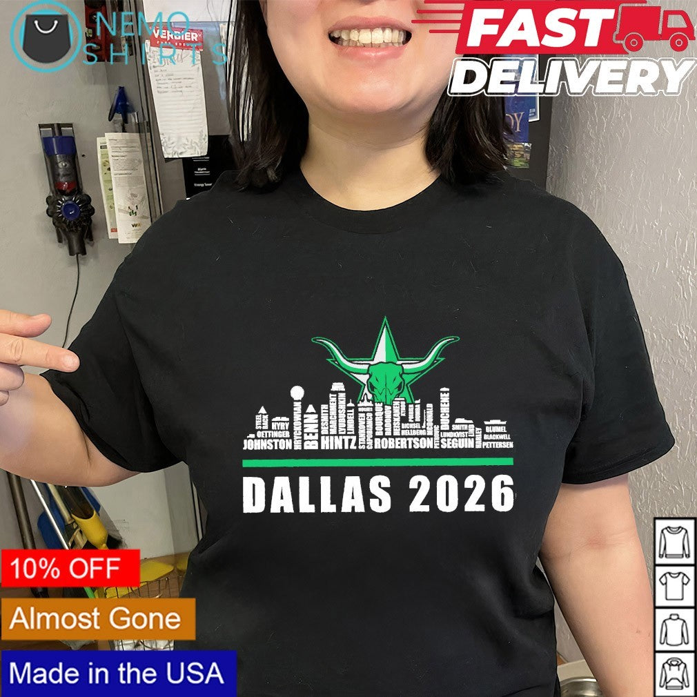 Dallas Stars 2026 logo city names shirt