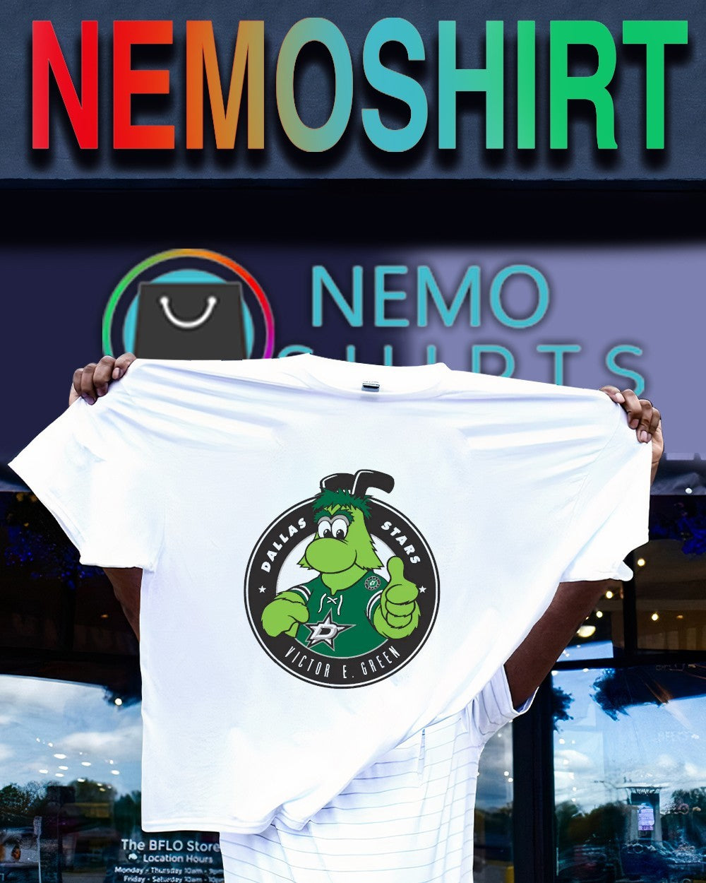 Dallas Stars Victor E Green mascot shirt