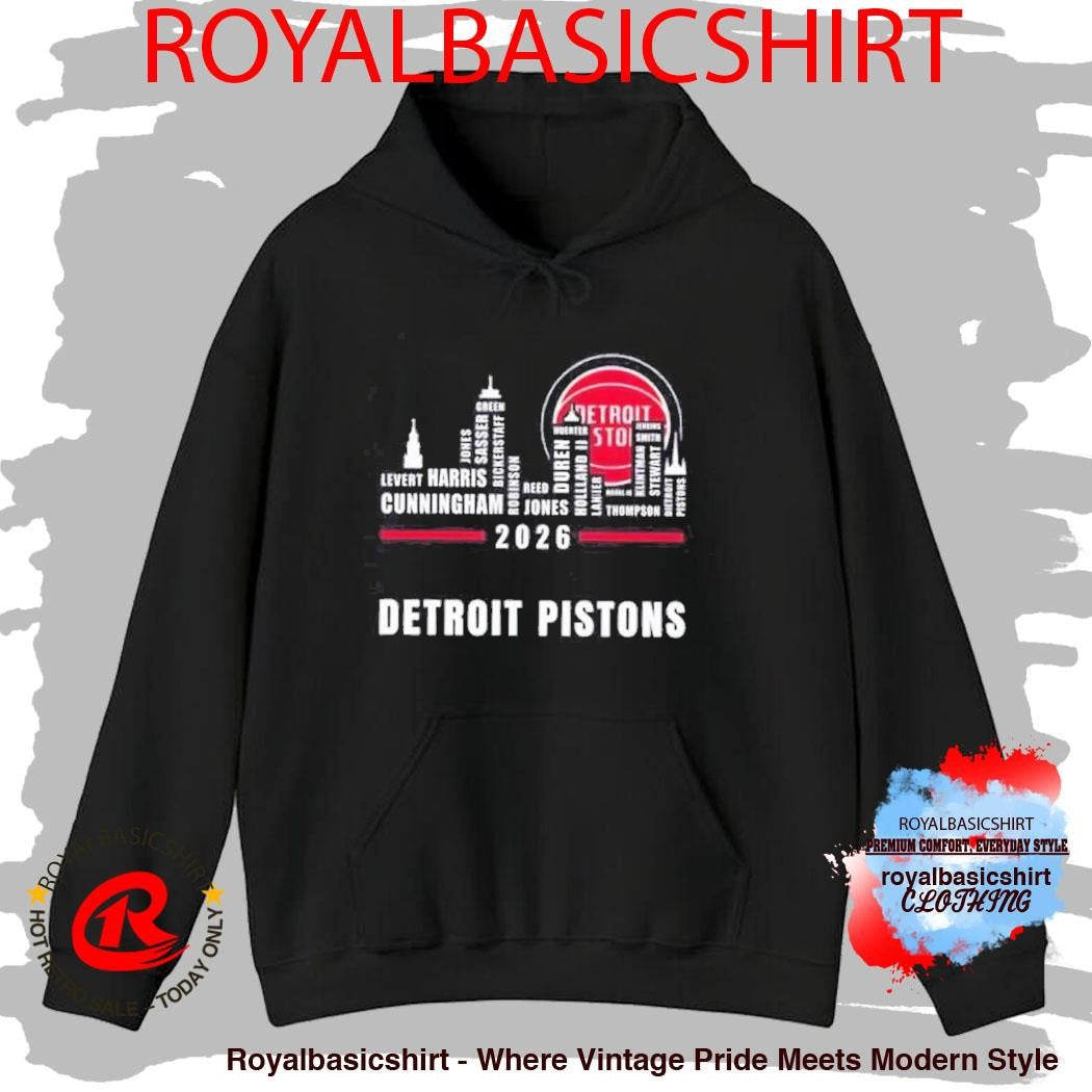 Detroit Pistons 2026 Greatest Of All Time Players City Skyline Shirt