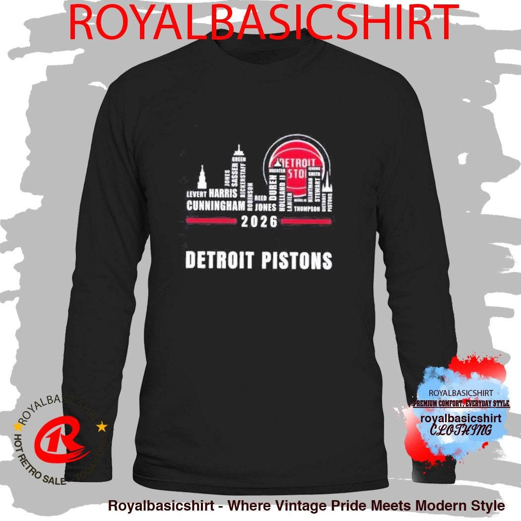 Detroit Pistons 2026 Greatest Of All Time Players City Skyline Shirt