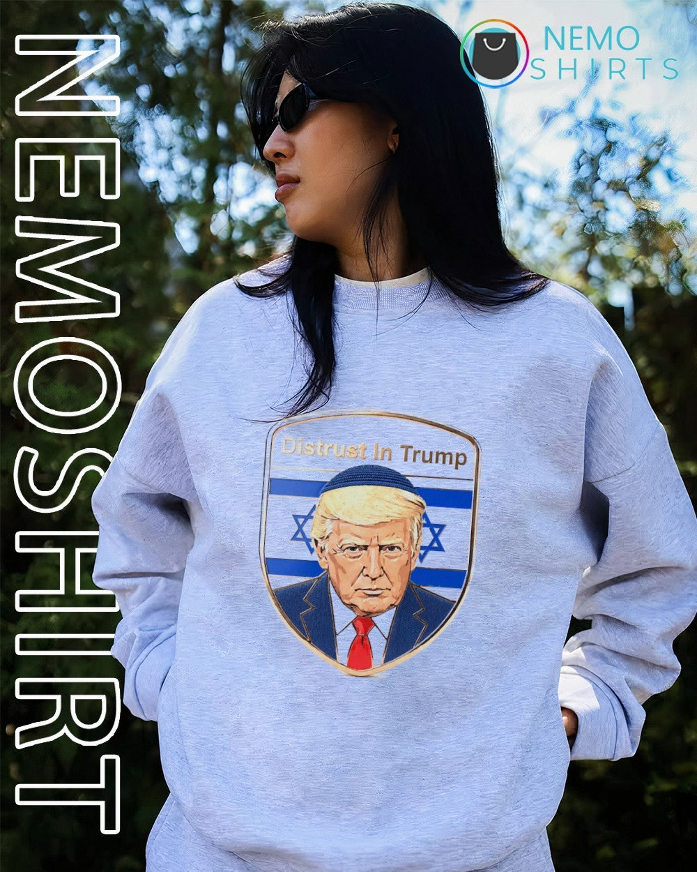 Distrust in Trump Israeli flag shirt