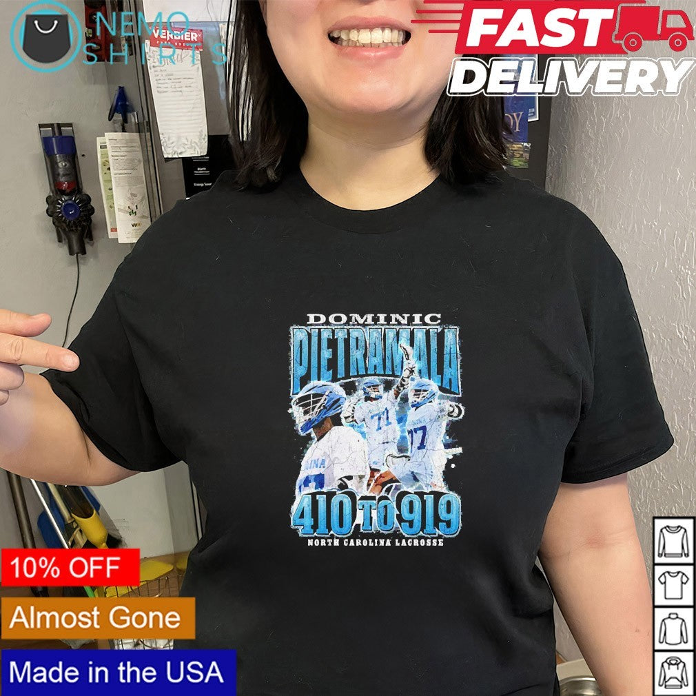 Dominic Pietramala 410 to 919 UNC lacrosse retro graphic shirt