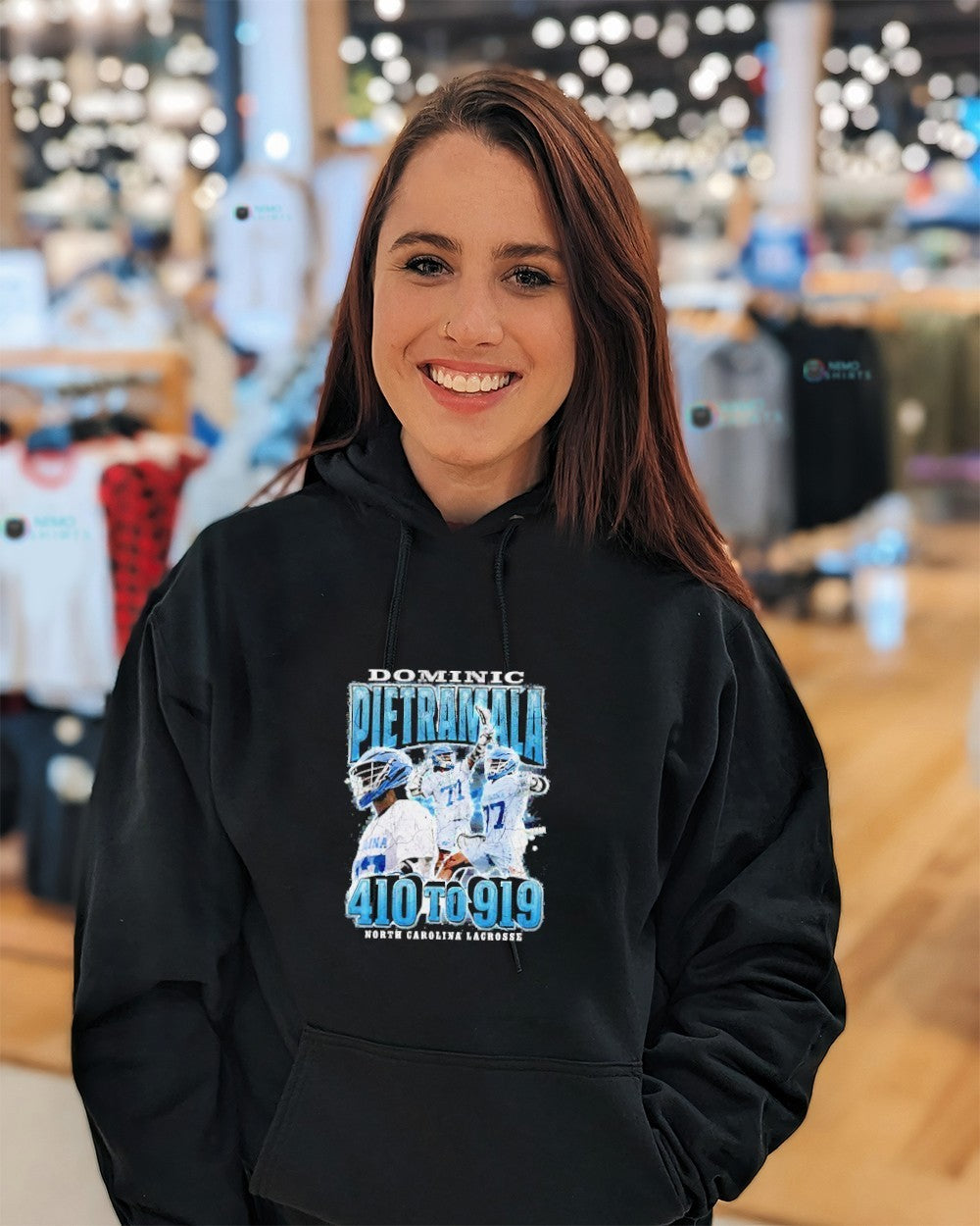 Dominic Pietramala 410 to 919 UNC lacrosse retro graphic shirt