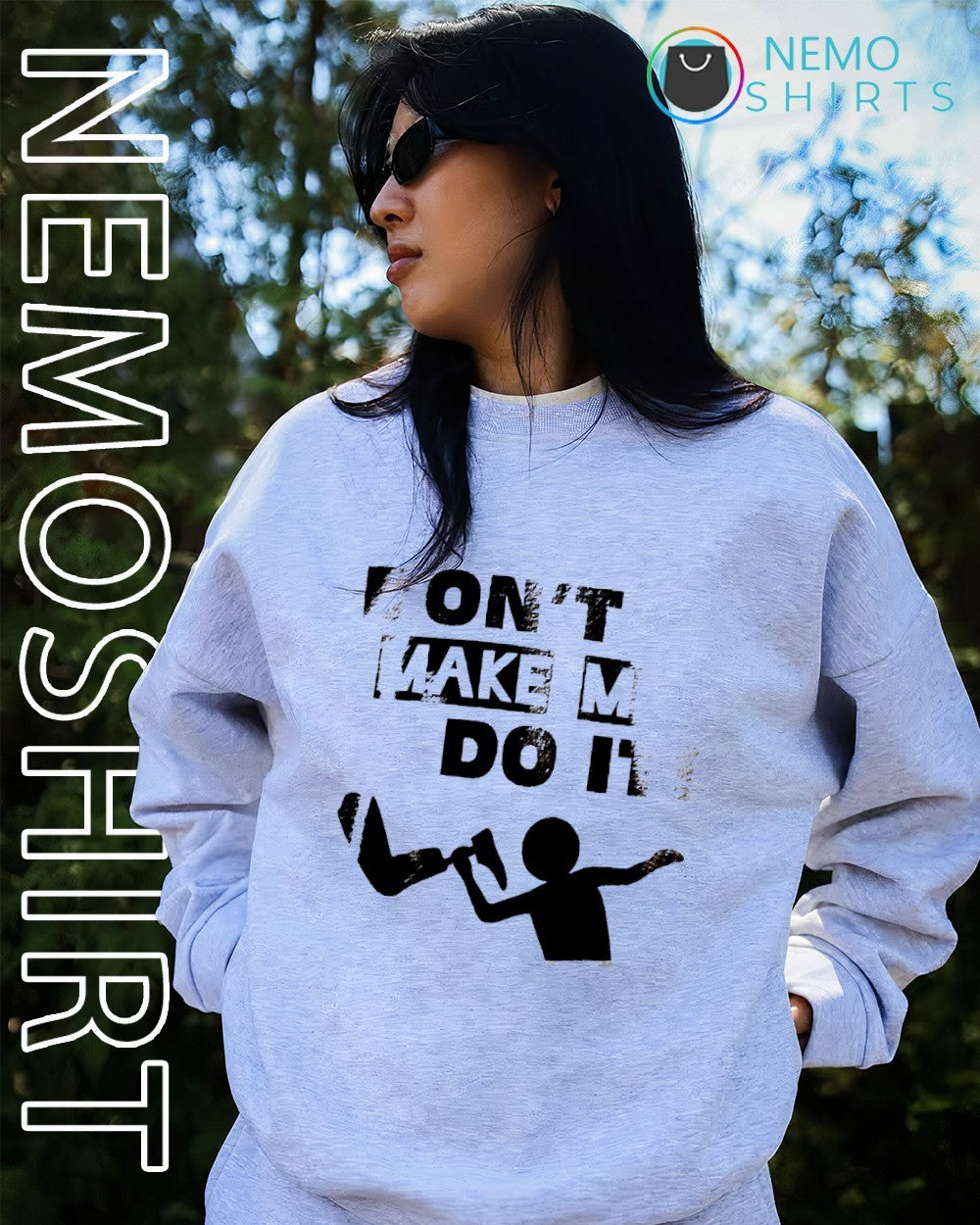 Don’t make me do it stick figure graphic shirt