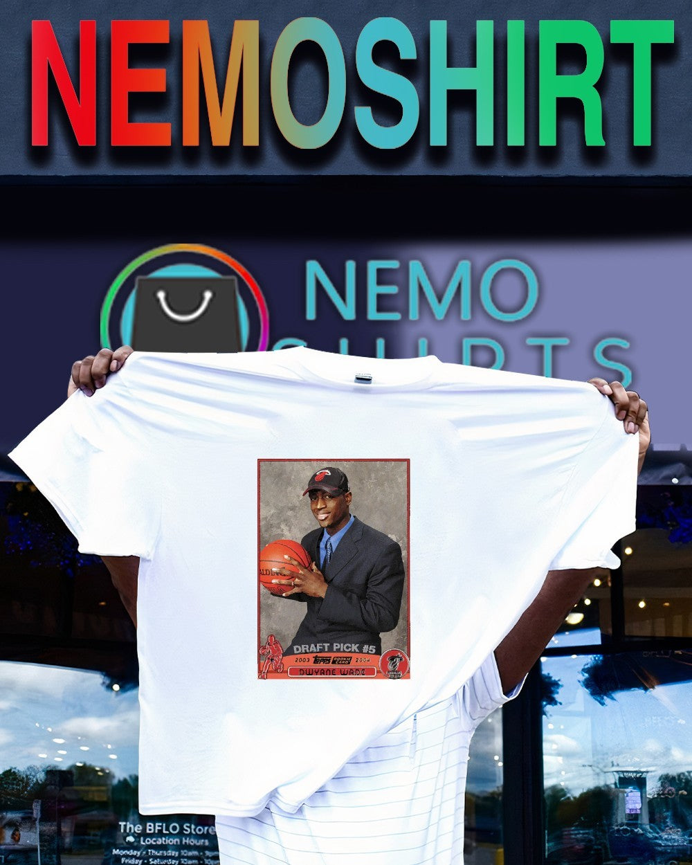 Dwyane Wade Miami Heat Draft Pick 5 rookie card shirt