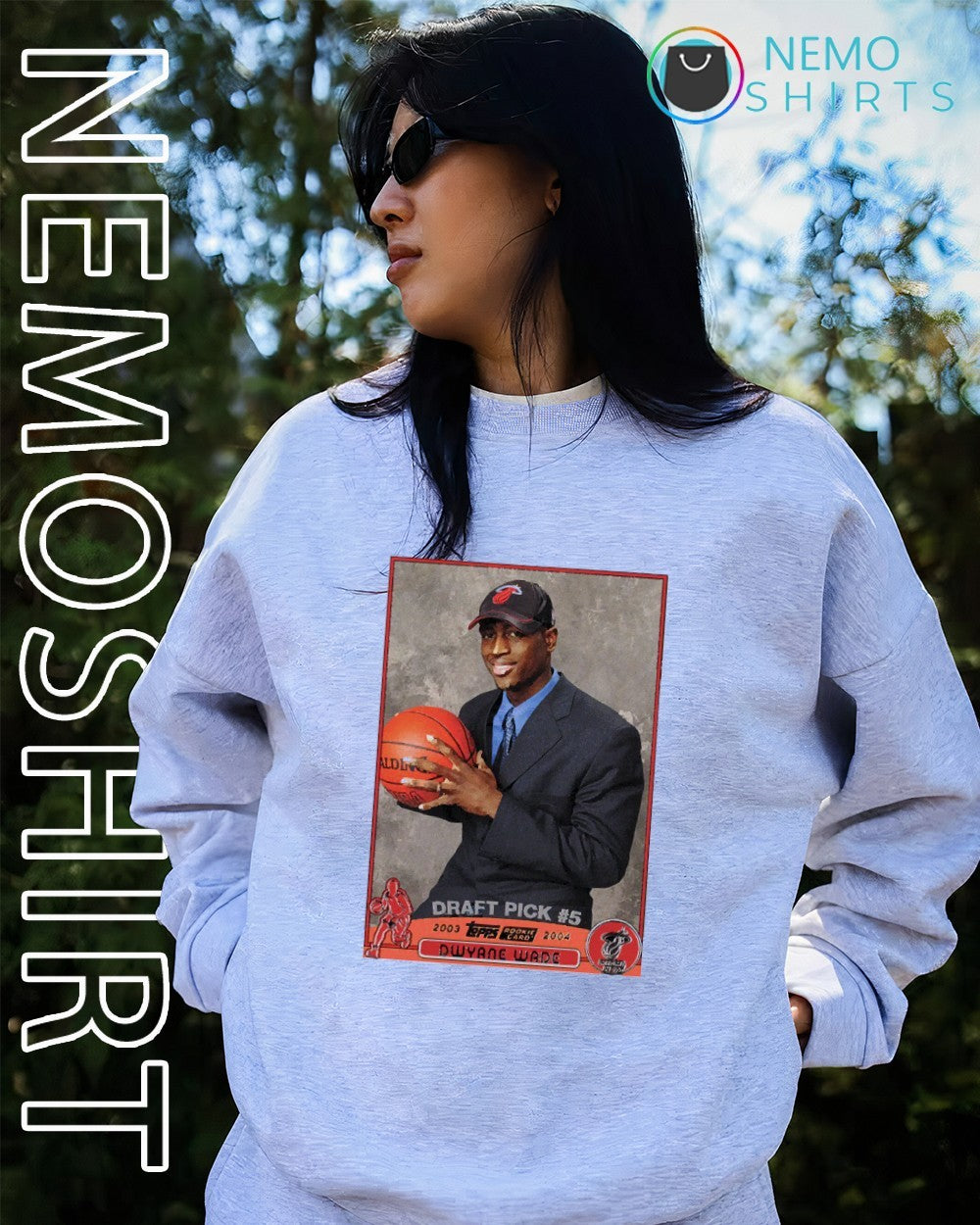 Dwyane Wade Miami Heat Draft Pick 5 rookie card shirt