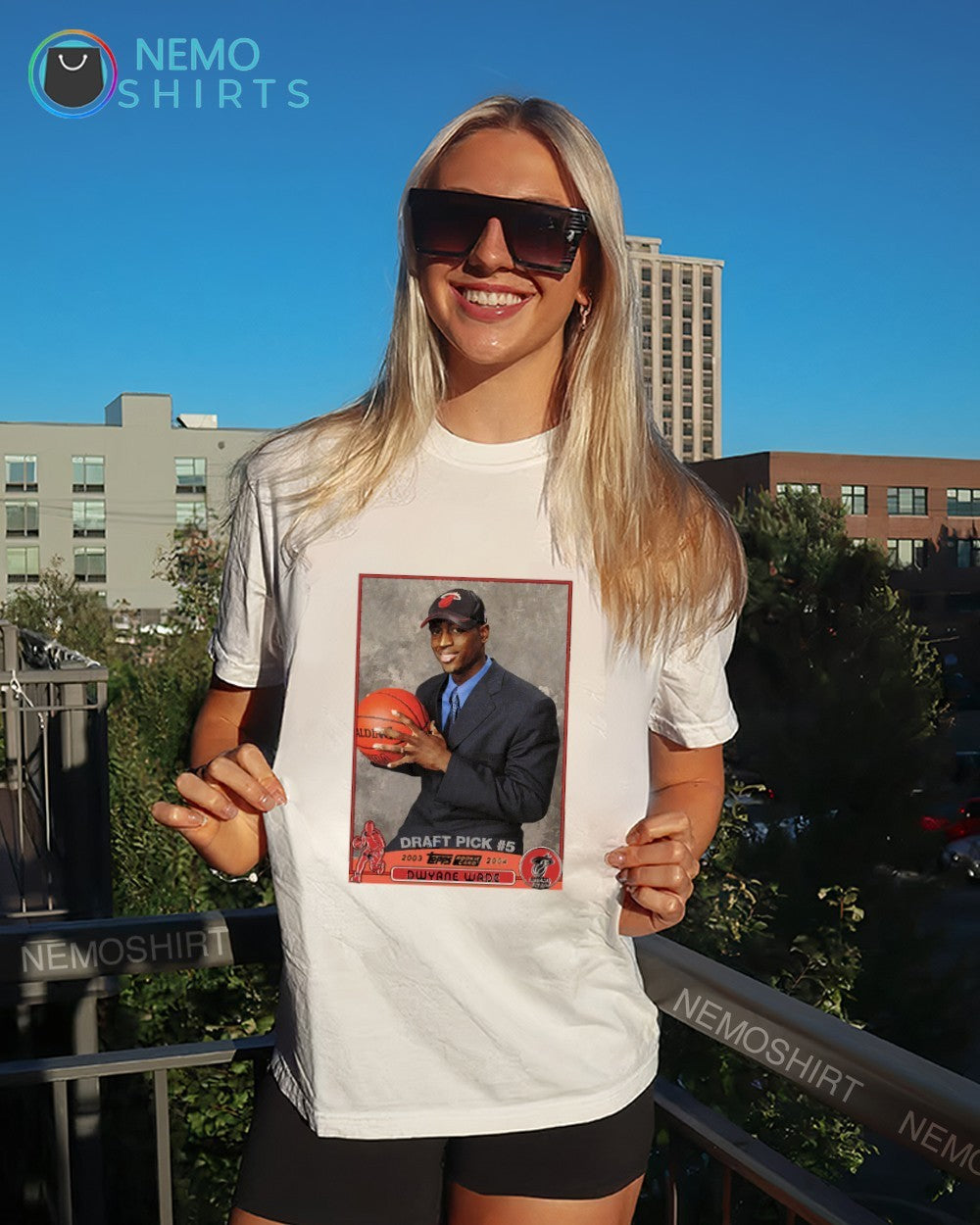 Dwyane Wade Miami Heat Draft Pick 5 rookie card shirt