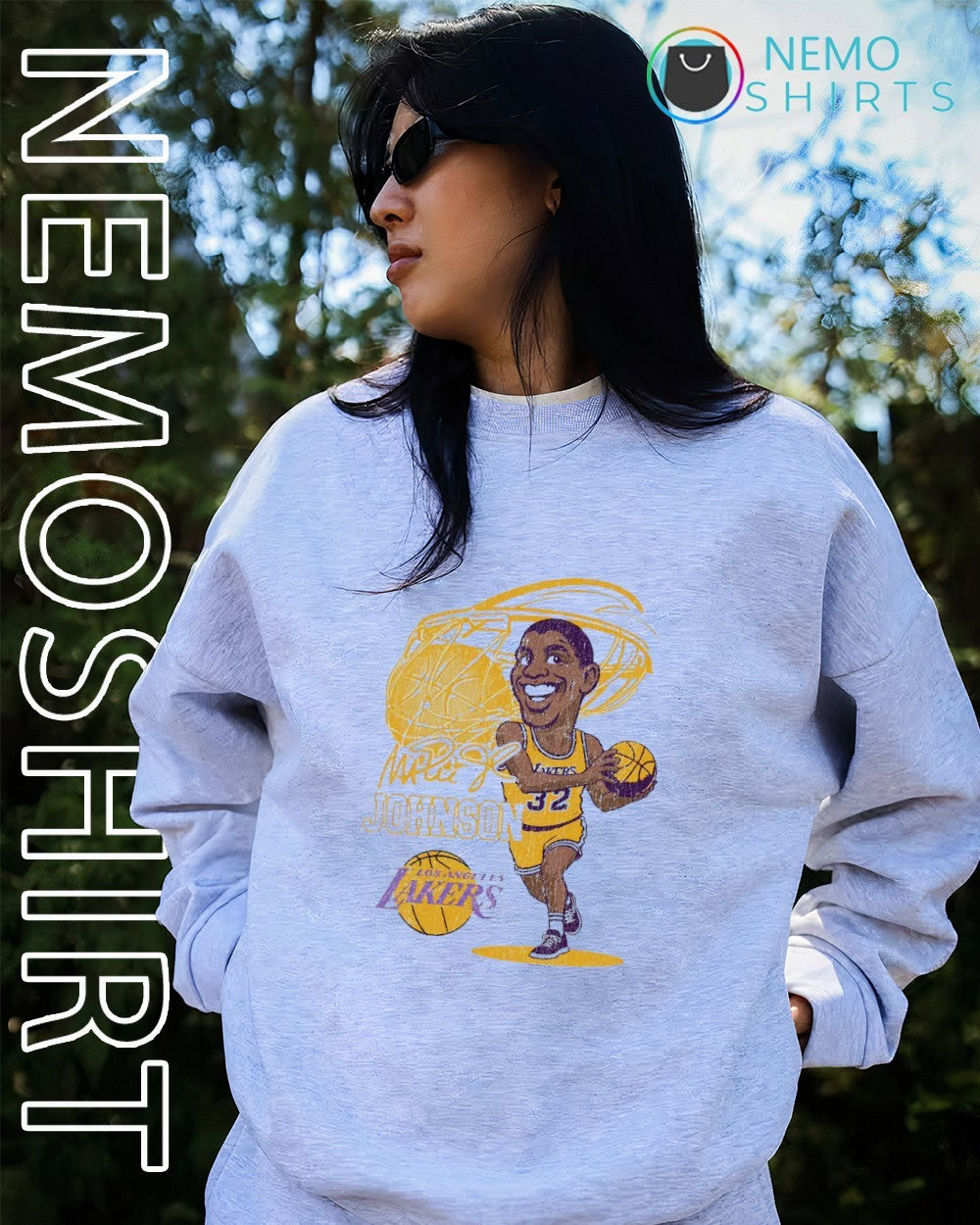 Eddie Johnson Los Angeles Lakers caricature graphic shirt