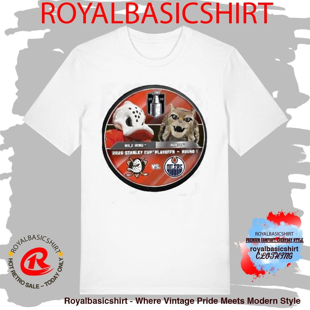 Edmonton Oilers Oilers 2026 Stanley Cup Playoffs Mascot Dueling Puck Hunter vs Wild Wing Shirt