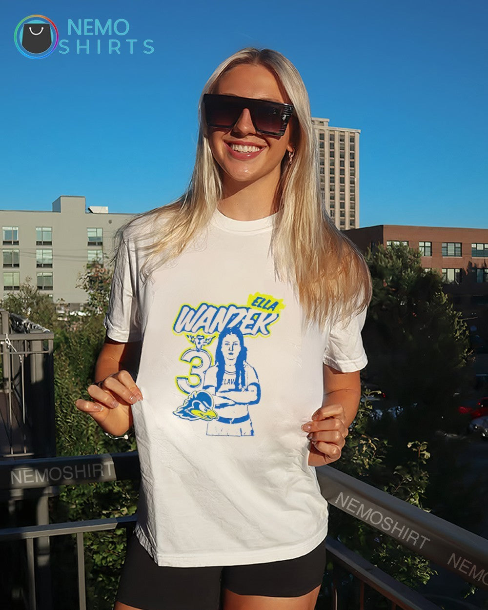 Ella Wanzer Delaware NCAA women’s basketball player name shirt