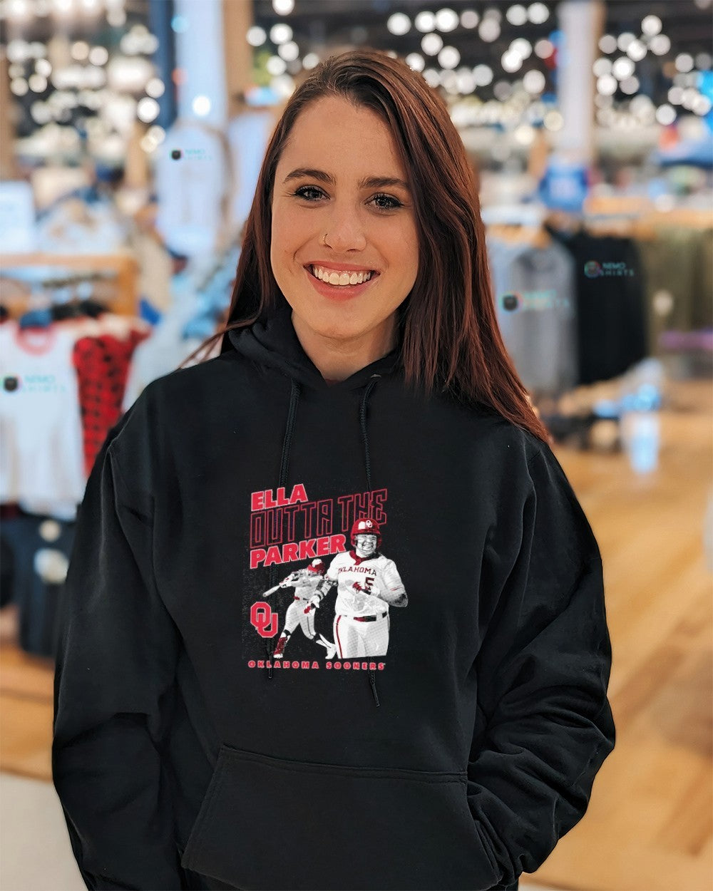 Ella outta the Parker Oklahoma Sooners shirt