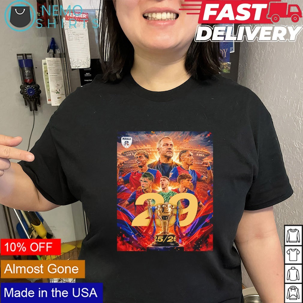 FC Barcelona winning the 29th league 2026 26 La Liga champions shirt