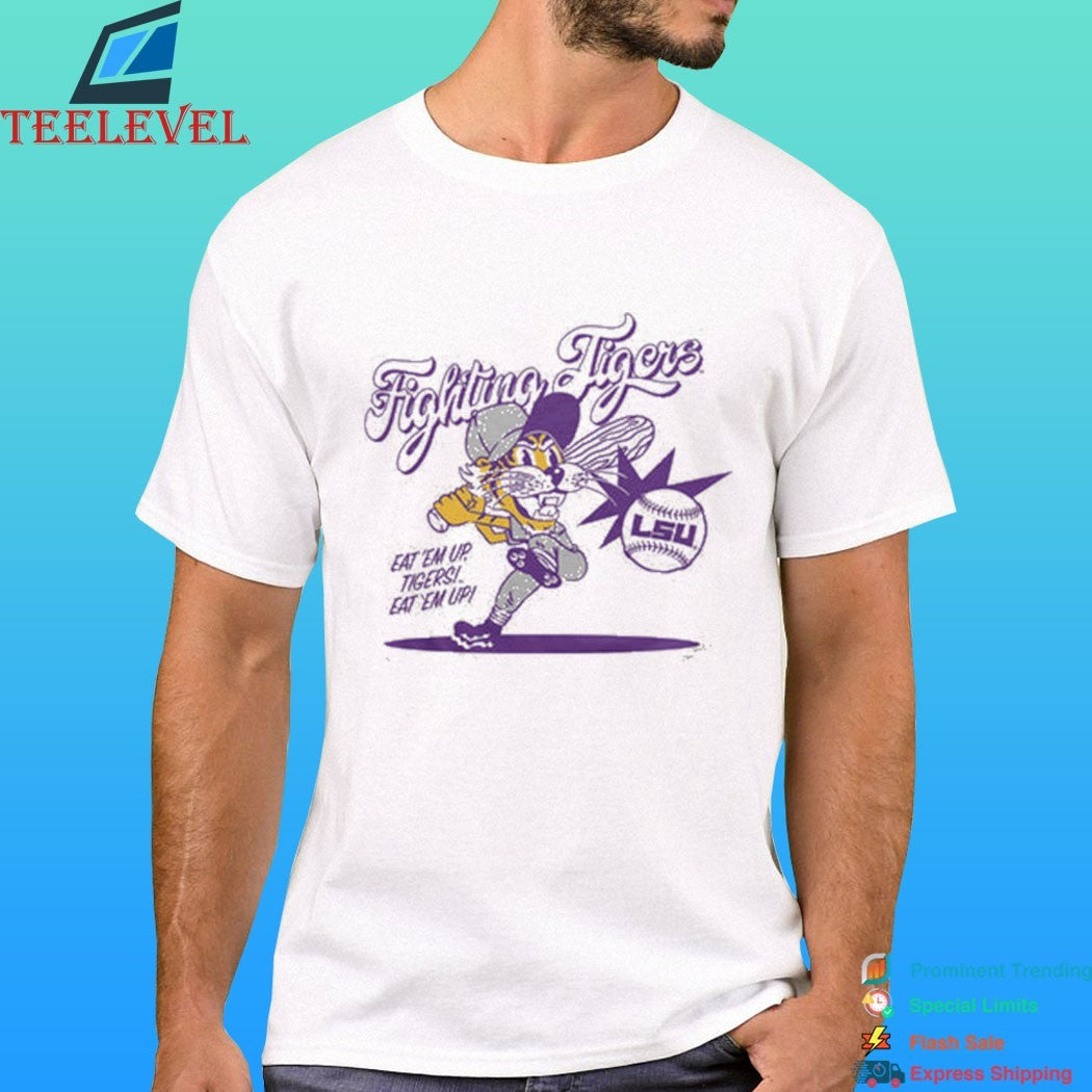 Fighting Tigers Lsu Baseball Lavender Eat ’em Up Tigers Eat Em Up Shirt