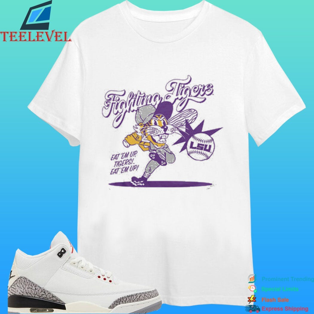 Fighting Tigers Lsu Baseball Lavender Eat ’em Up Tigers Eat Em Up Shirt