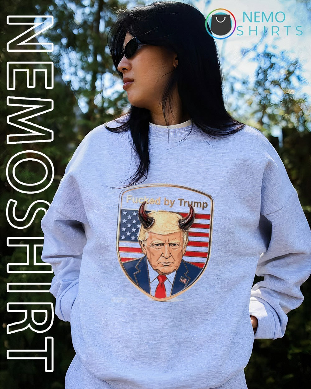 Fucked by Trump devil horns American flag shirt