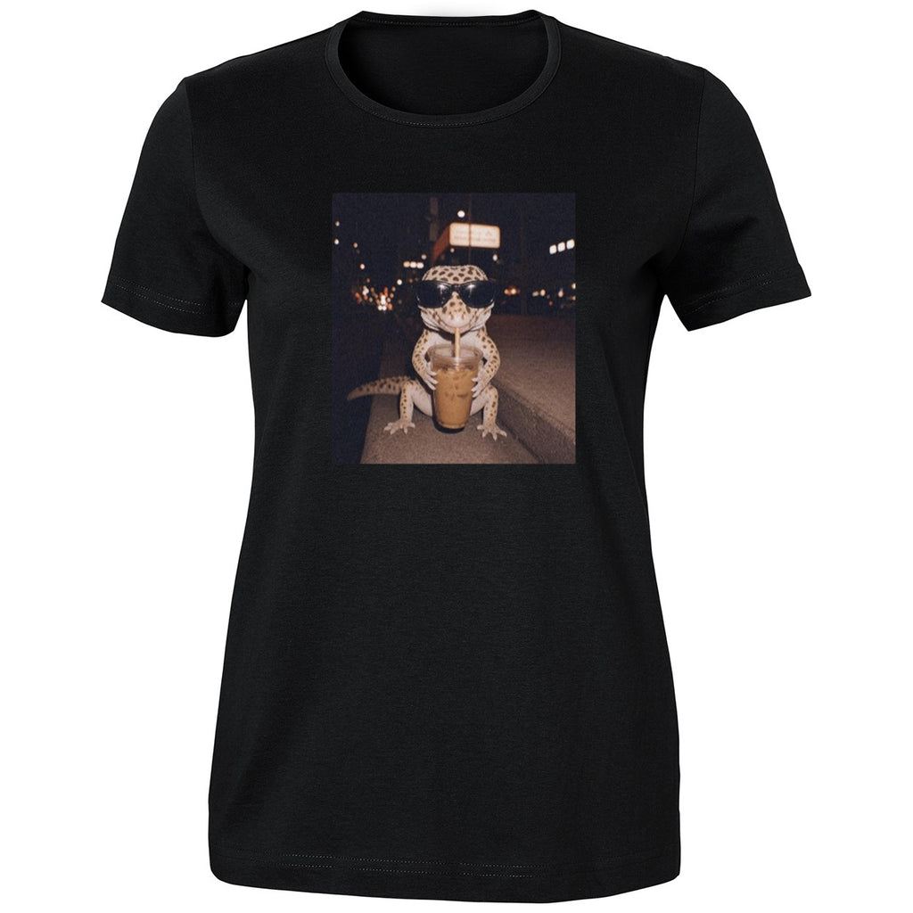 Gecko Sunglasses Drink Iced Coffee Shirt