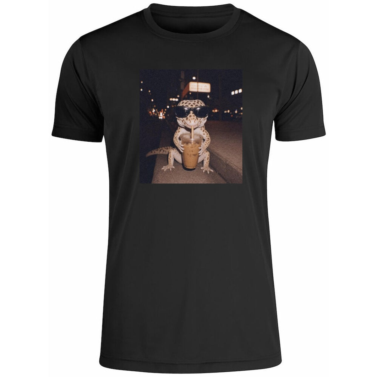 Gecko Sunglasses Drink Iced Coffee Shirt
