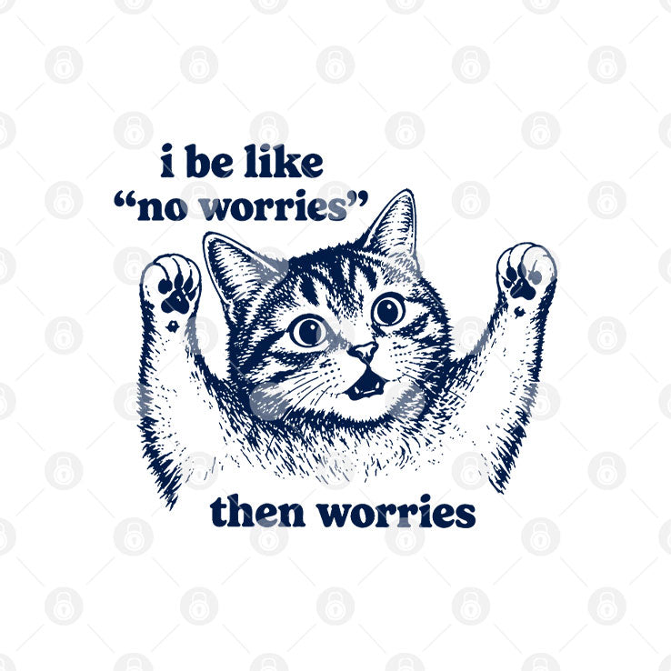 I Be Like No Worries Then Worries Cat Lover Meme T Shirt