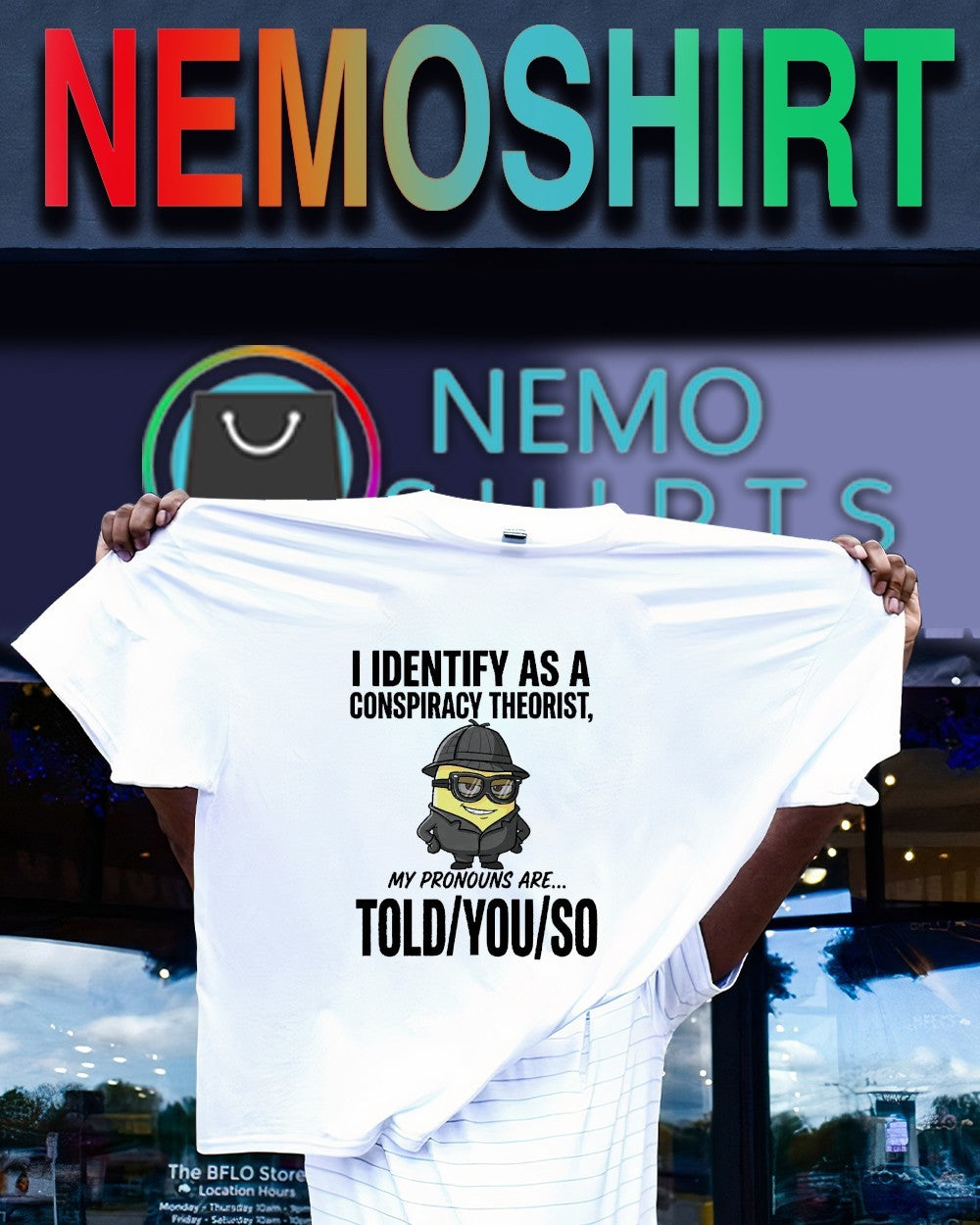 I identify as a conspiracy theorist Minion shirt