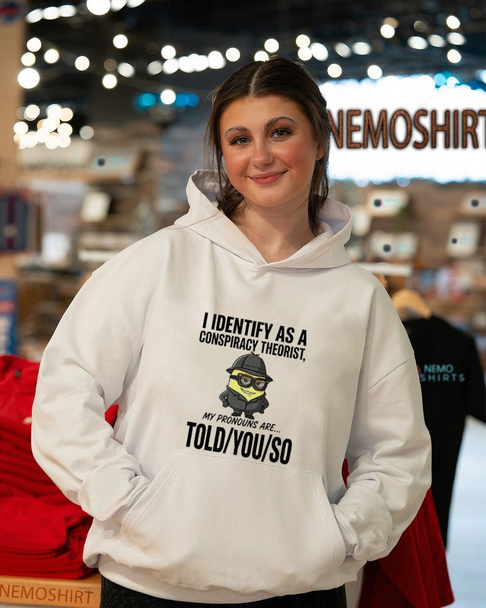 I identify as a conspiracy theorist Minion shirt