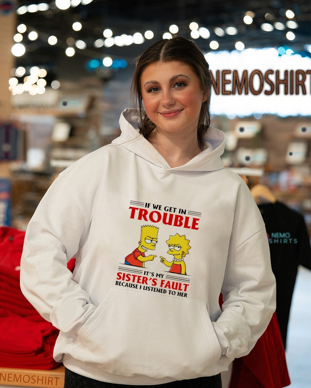 If we get in trouble it’s my sister’s fault Simpsons shirt