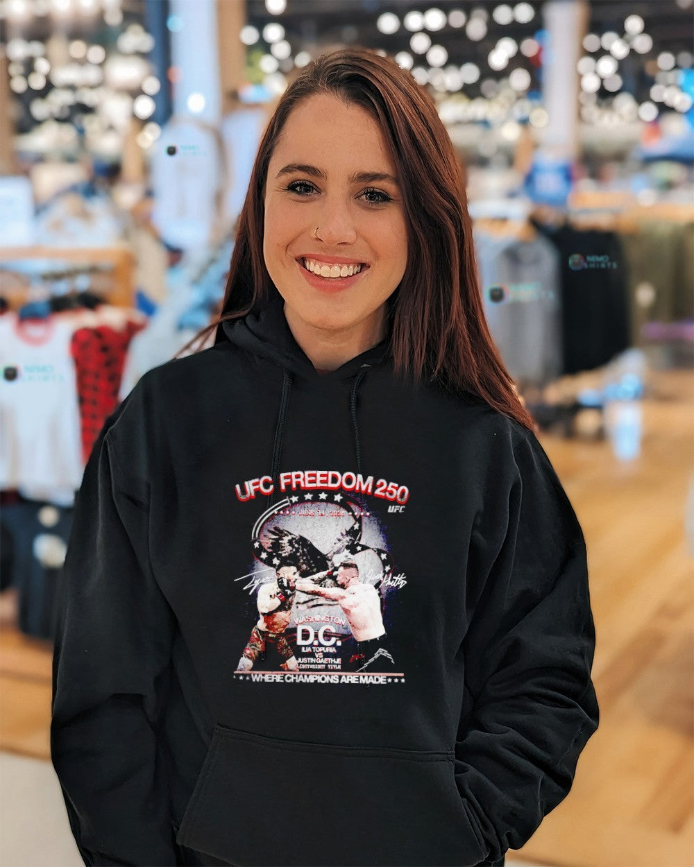 Ilia Topuria and Justin Gaethje UFC Freedom 250 signatures shirt