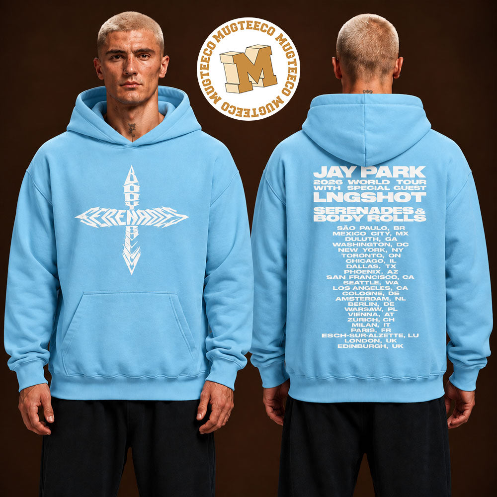 Jay Park Serenades & Body Rolls World Tour Routing Two Sided Unisex Blue Hoodie Shirt