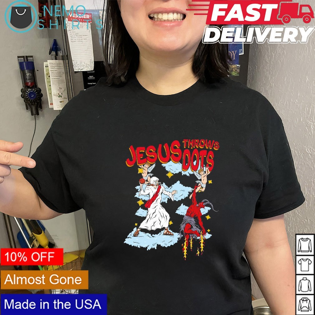 Jesus throw dots angles satan graphic shirt