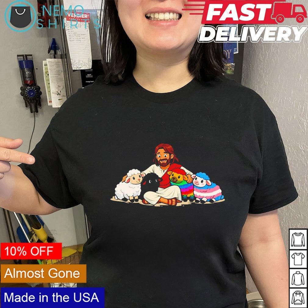 Jesus with LGBTQ sheep shirt