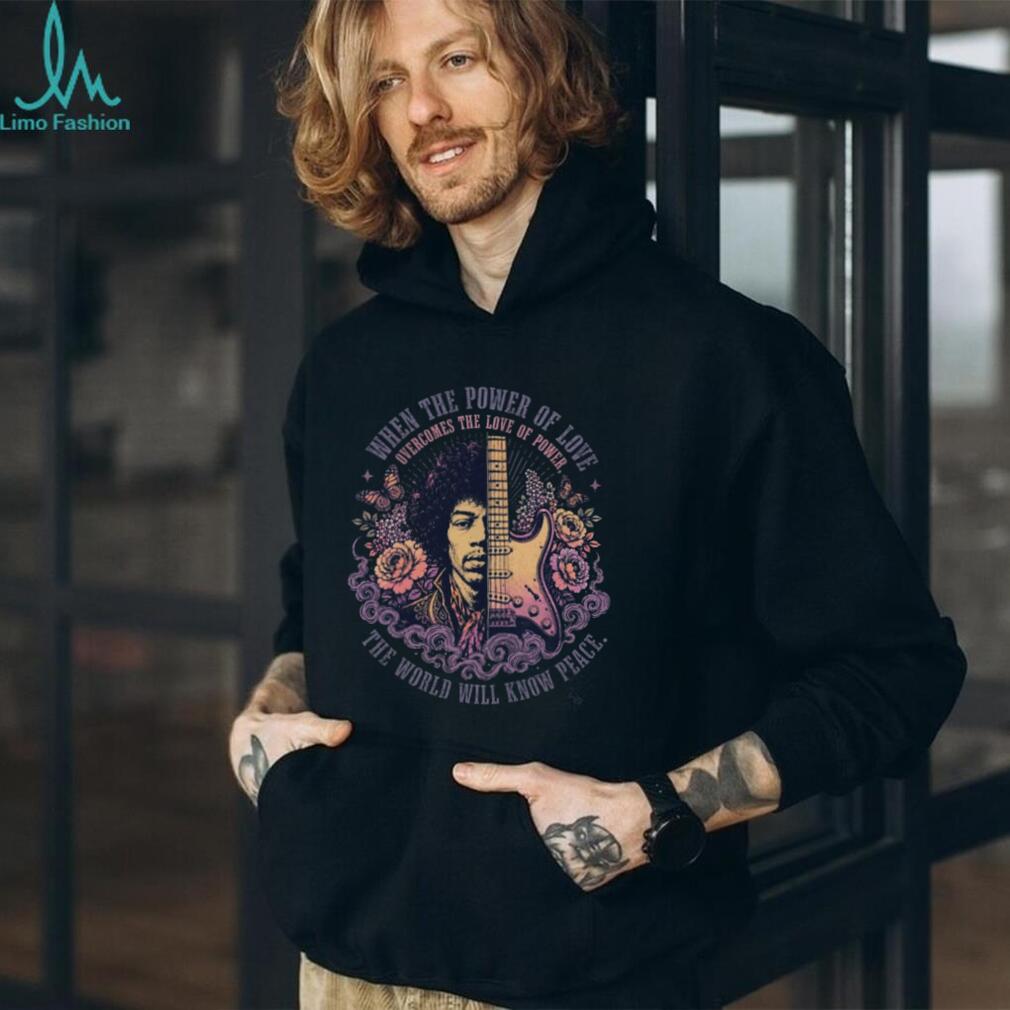 Jimi Hendrix Power Of Love Floral Guitar Peace Unisex Shirt