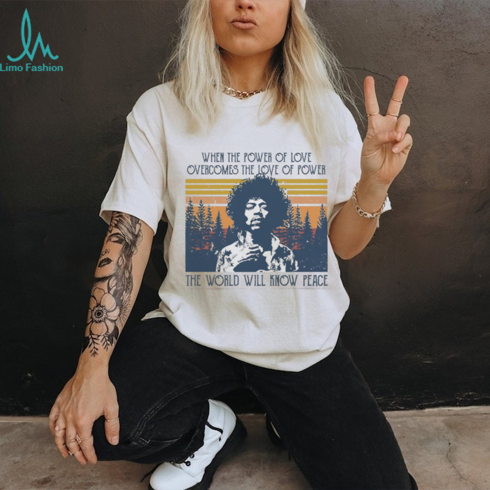 Jimi Hendrix Power Of Love Peace Sunset Forest Music Shirt