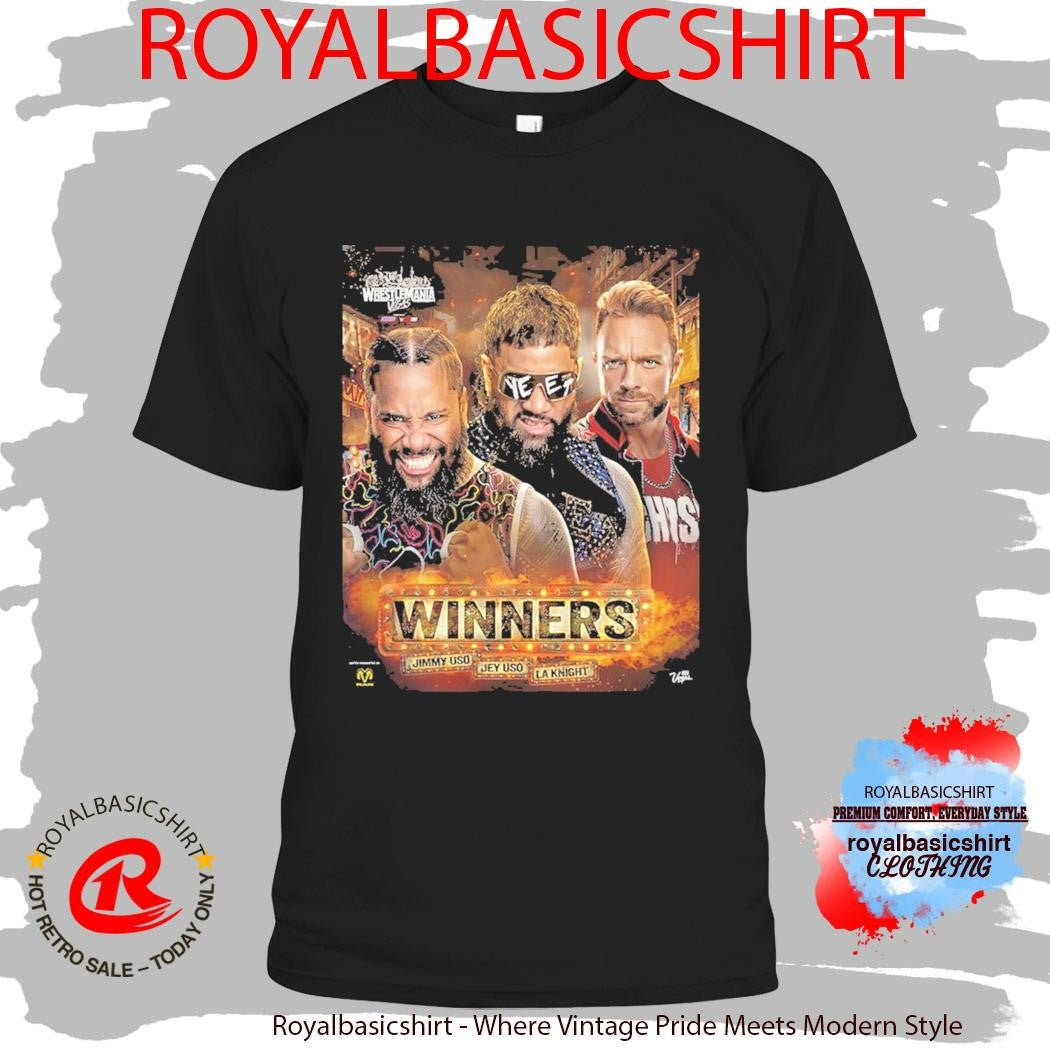 Jimmy Uso Jey Uso LA Knight WrestleMania 42 Las Vegas Winner 2026 T-Shirt