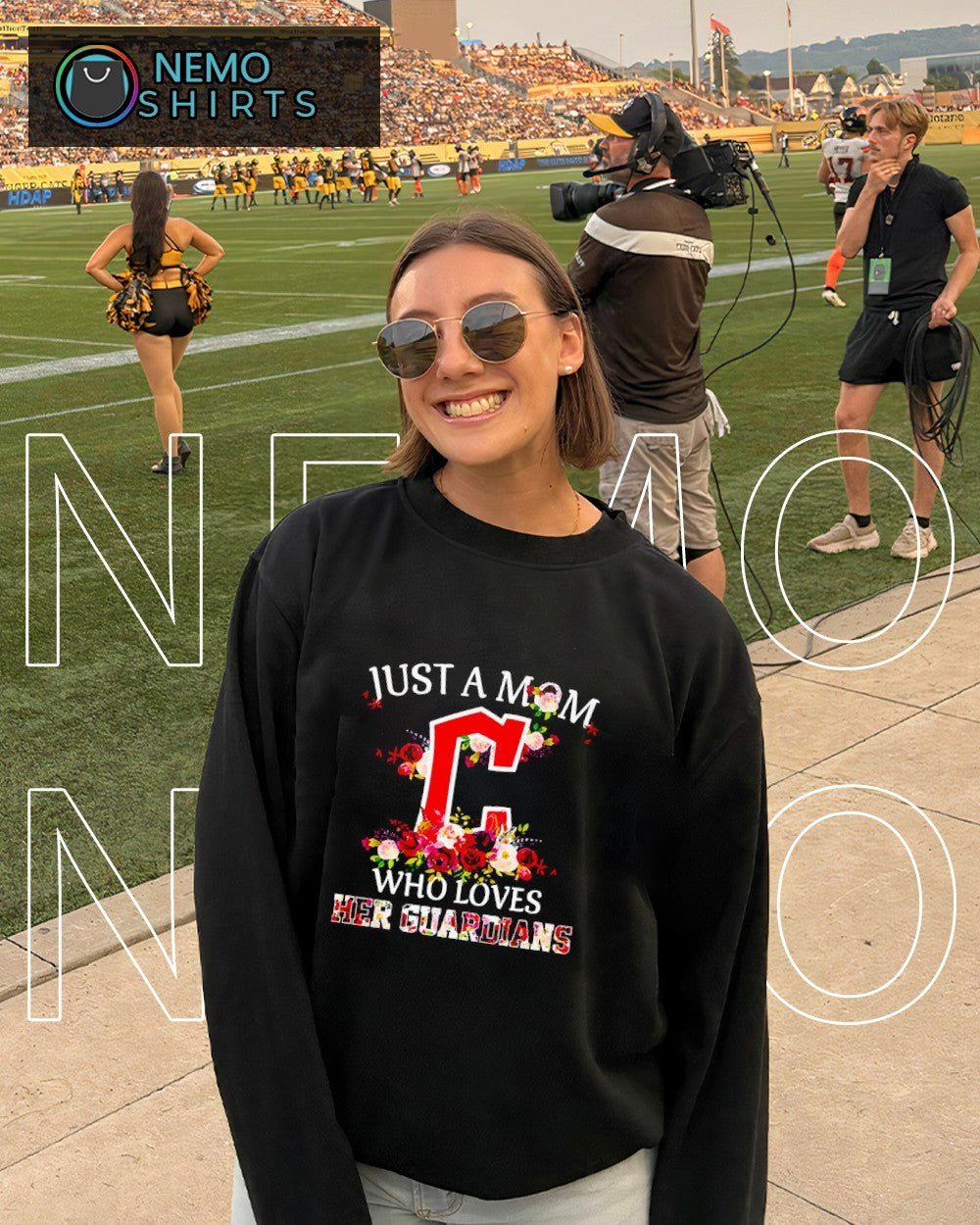 Just a mom who loves her Cleveland Guardians floral shirt