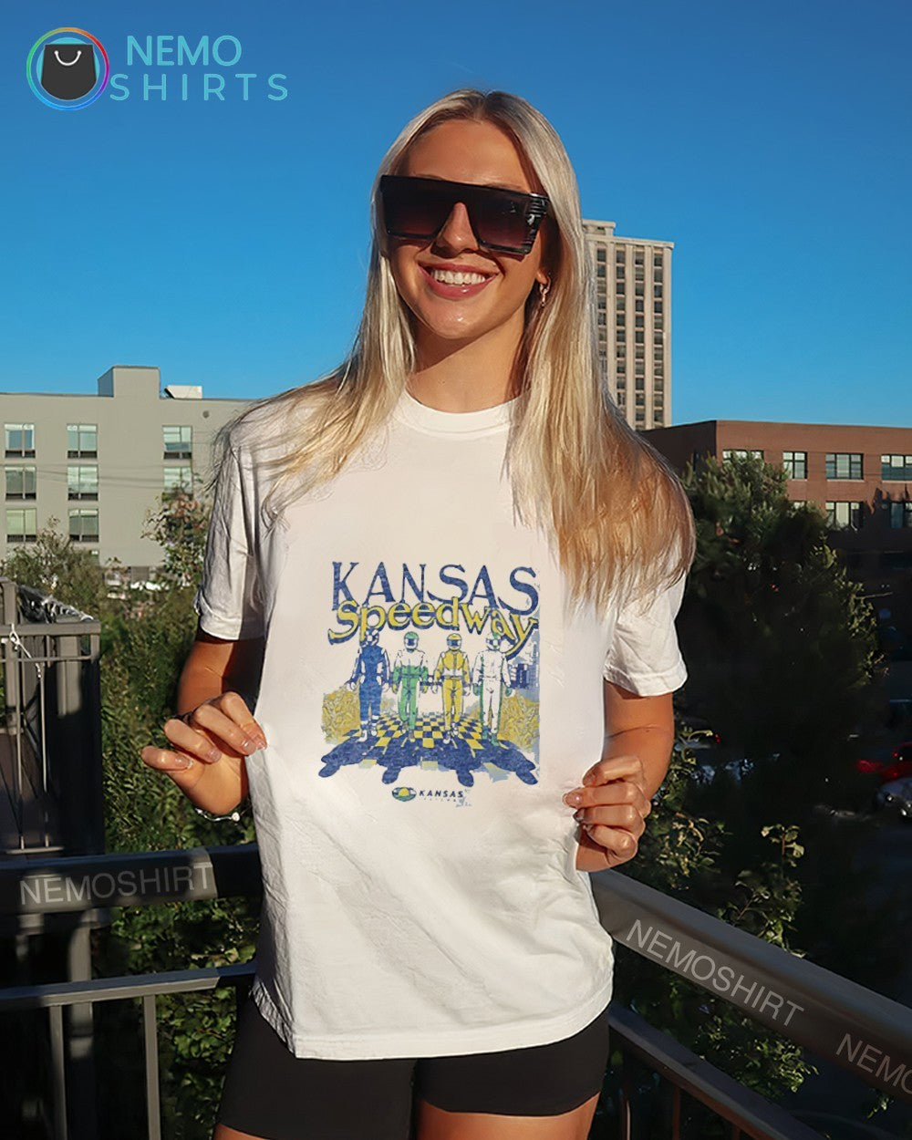 Kansas Speedway NASCAR checkered brick road shirt