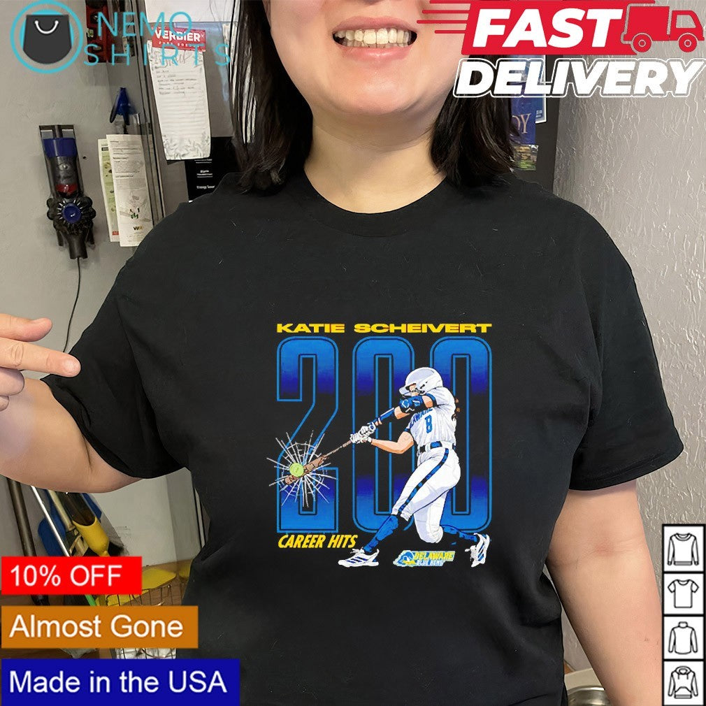 Katie Scheivert Delaware Fightin’ Blue Hens 200 career hits shirt