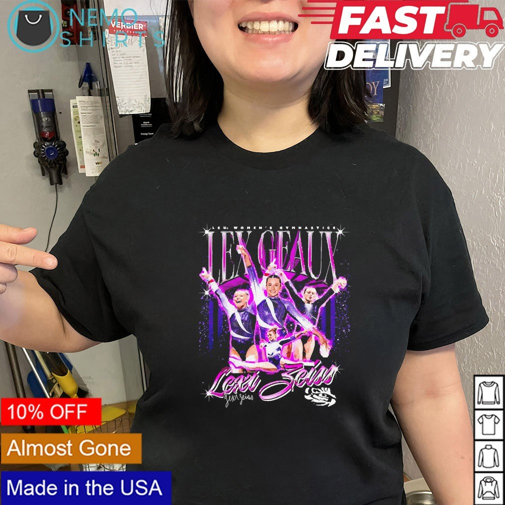 Lex Geaux Lexi Zeiss LSU women’s gymnastics player collage graphic shirt