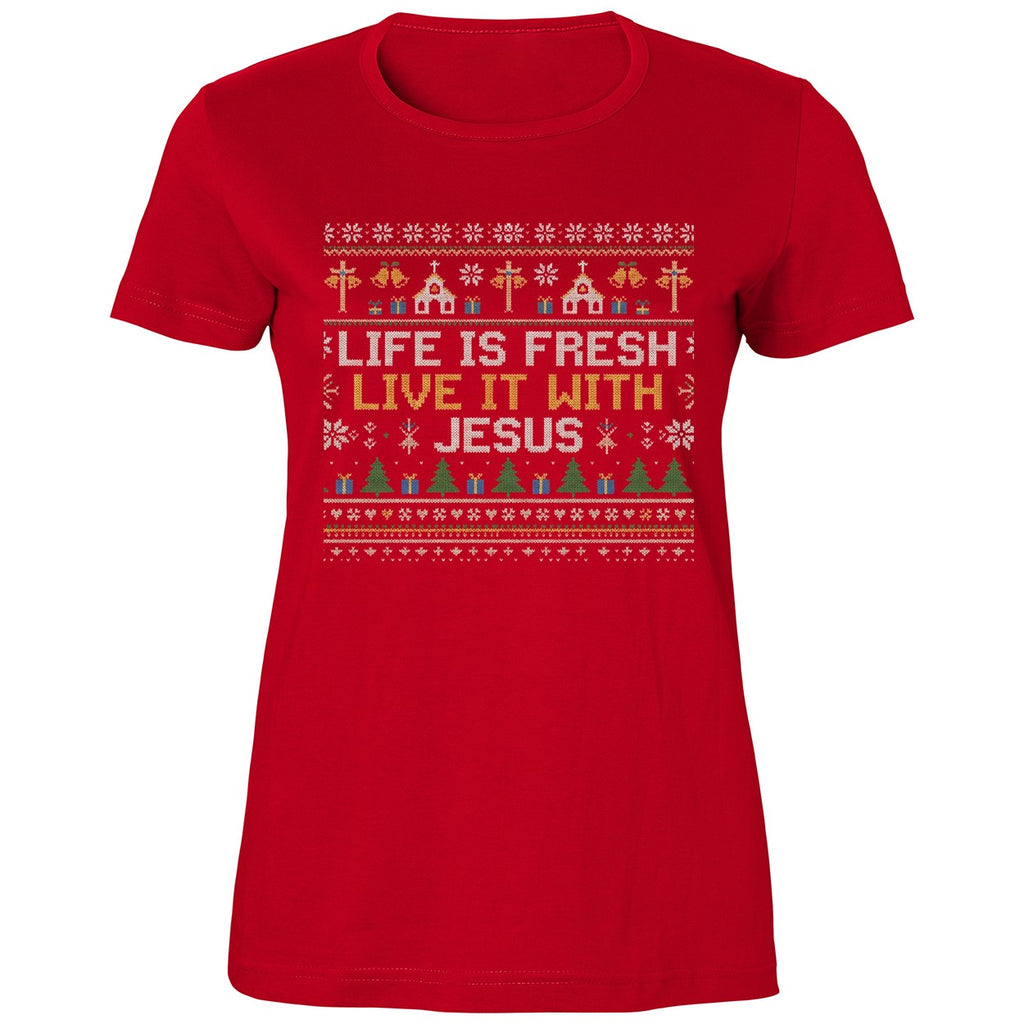Life Is Fresh Live It With Jesus Ugly Christmas Shirt
