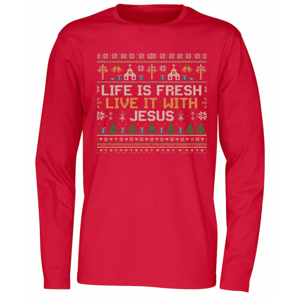 Life Is Fresh Live It With Jesus Ugly Christmas Shirt