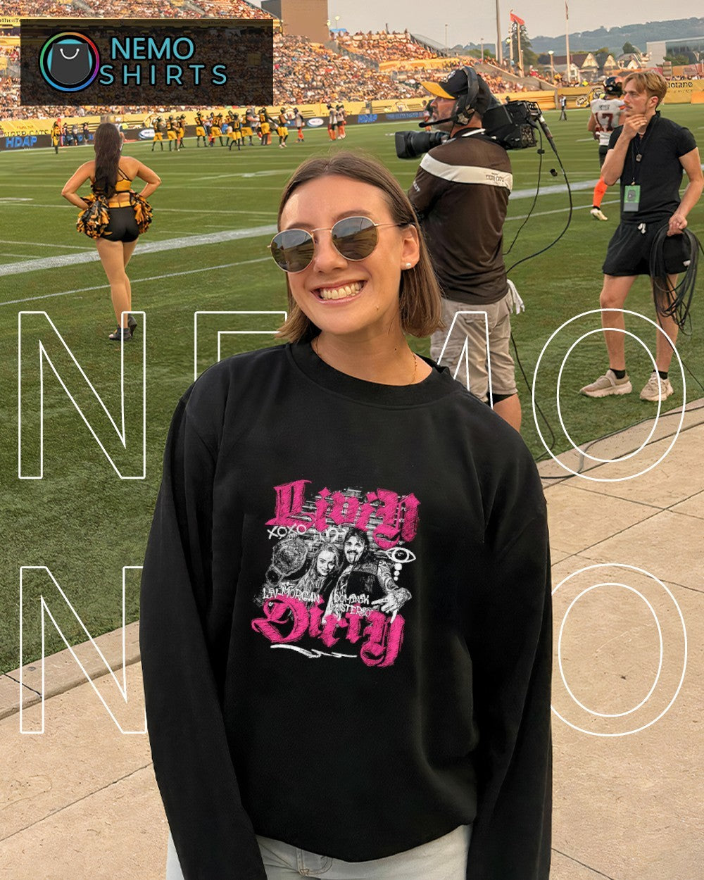 Livin Dirty Liv Morgan and Daddy Dom Dominik Mysterio retro graphic shirt