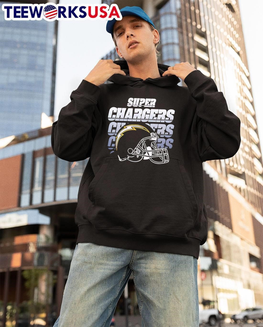 Los Angeles Chargers Super Chargers helmet shirt