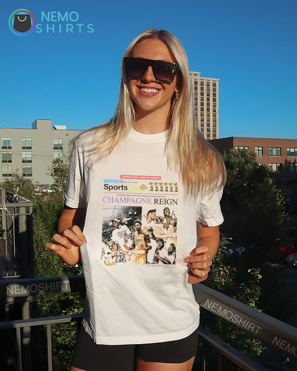 Los Angeles Lakers claim their 6th crown 19 June 2000 Champagne Reign shirt