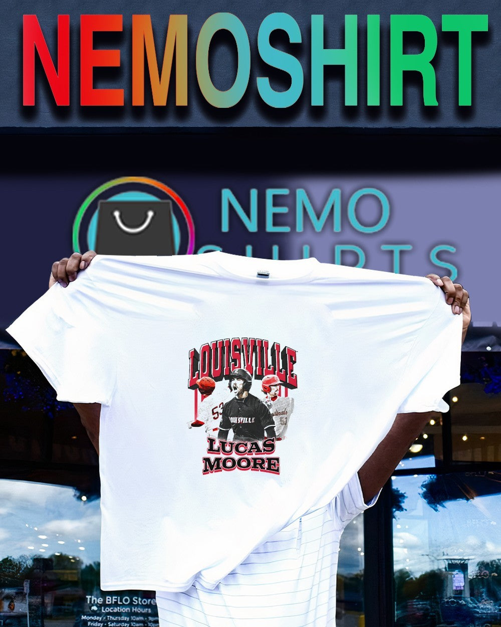 Lucas Moore Louisville Cardinals player graphic shirt