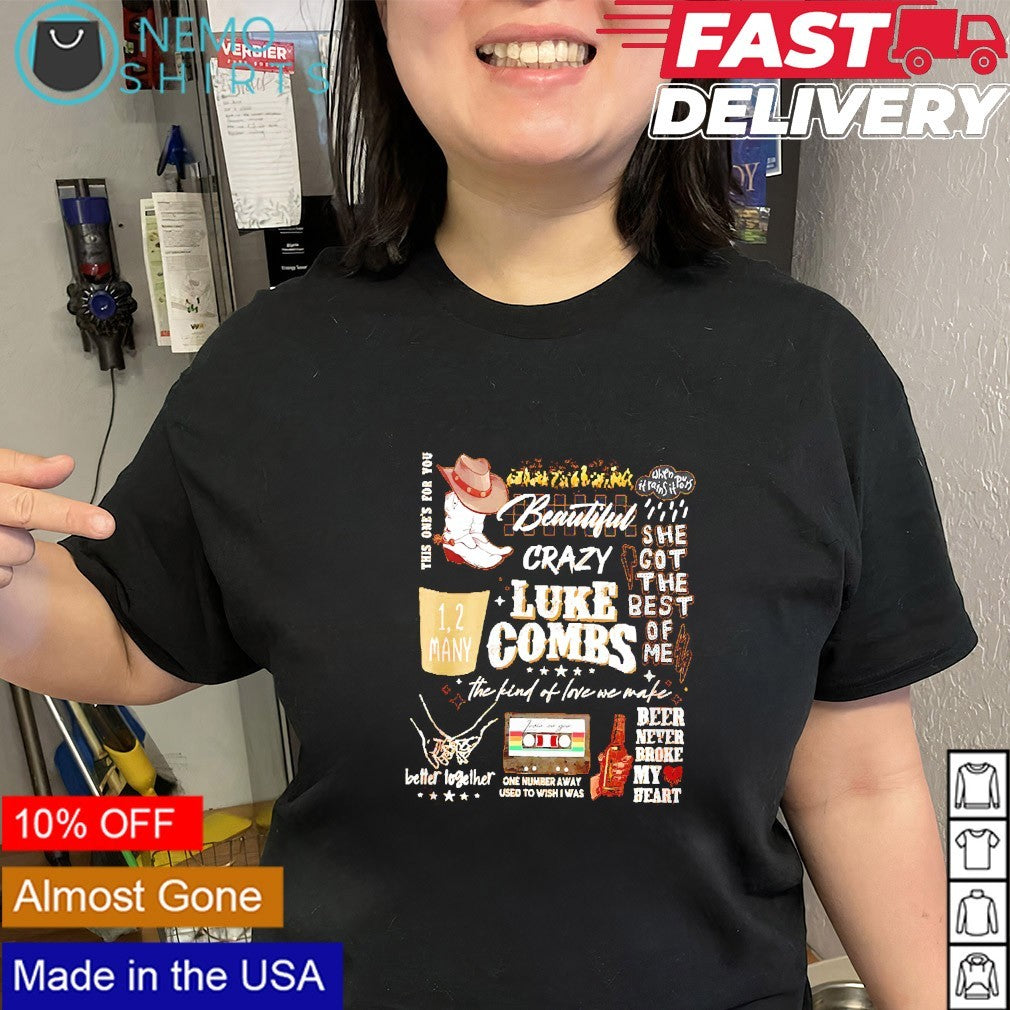 Luke Combs Tennessee Volunteers beautiful crazy she got the best of me 2026 tour shirt